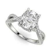 Rosalee Cushion Cut Pave Split Shank Twist Claw Set Engagement Ring Setting - Nivetta